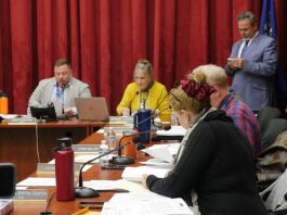 
			
				                                Luzerne County Council members Joanna Bryn Smith and Harry Haas, in foreground, review paperwork during a break in the March 24 meeting in which an American Rescue Plan Act consultant contract was discussed. Shown in the background, from left, are Council Chairman Jimmy Sabatino, council Clerk Sharon Lawrence and Chief Solicitor Harry W. Skene.
                                 Jennifer Learn-Andes | Times Leader

			
		