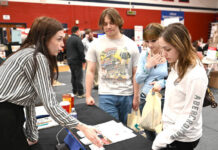 
			
				                                Lily Craig, left, a representative from McDonalds, answers questions from Pittston Area juniors.
                                 Tony Callaio | For Sunday Dispatch

			
		