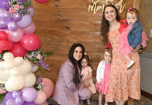 
			
				                                Moms Angela Sperrazza (with daughter, Carmella Homza) and Liz Sperrazza (with daughters, Liliana and Olivia Sperrazza), pose in front of the wall of balloons at Fox Hill Country Club for the Mothers Day luncheon for Tiny Learners Learning Center.
                                 Tony Callaio | For Sunday Dispatch

			
		