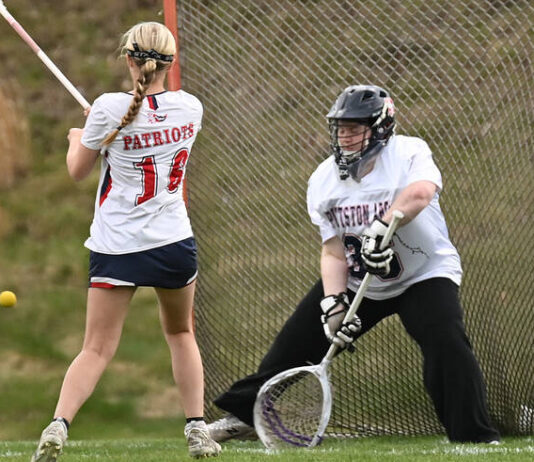 
			
				                                Pittston Area goalie Brooke Albertelli (36) saves another goal against Wyoming Area on Tuesday. She recorded her career 150th save during the game.
                                 Tony Callaio | For Sunday Dispatch

			
		