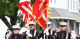 
			
				                                The Color Guard from the U.S. Marines led the way for the West Pittston-Exeter Memorial Day Parade in 2025.
                                 Callaio file photo | For Sunday Dispatch

			
		