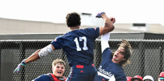 
			
				                                Pittston Areas Elijah Barr (17) jumps high in the air with teammates catcher Jacoby Harnen, left, and Dom Salvo, right, after Barr helped his cause on the mound by hitting his second homer on the day driving in two runs.
                                 Tony Callaio | For Times Leader

			
		