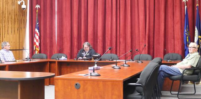 132363026_web1_ethics
Luzerne Countys Ethics Commission convened at the county courthouse on Tuesday afternoon but postponed the meeting because it was not posted on the county website to alert the public. Seated, from left, are citizen member Mike Attanasio, county Manager Romilda Crocamo, and county Controller Tim McGinley. The remaining citizen members District Attorney Sam Sanguedolce and citizen Adiel Tyson attended remotely.
Jennifer Learn-Andes | Times Leader