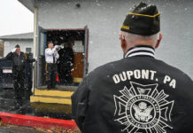 
			
				                                The Dupont VFW Post 4909 is among the projects throughout Luzerne County receiving a total of more than $12 million in Local Share Account funding. The post was awarded $112,610 to remove and replace its roof and multi-purpose room flooring in Dupont Borough. Shown is a scene from the posts 2025 Veterans Day ceremony.
                                 Tony Callaio file photo | For Sunday Dispatch

			
		