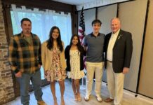 Rotary Club of Wyoming awards 3 scholarships
The Rotary Club of Wyoming recently hosted its annual student scholarship award dinner at Leggios in Dallas, recognizing three graduating seniors from Wyoming Area who have distinguished themselves through community service. From left: Rotary President Nick Sobeck; Abigail Francis, scholarship recipient; Stephanie Urena, top scholarship recipient; Joey Allegucci, scholarship recipient; and John Harrington, Rotary member and program chair.
Submitted Photo