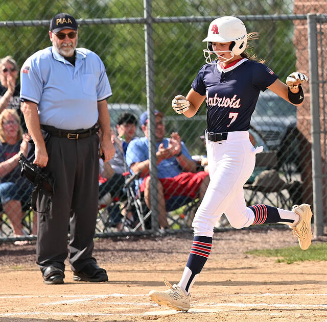 <p>The Patriots’ Lili Hintze circled the bases for an inside-the-park home run against Shikellamy on Tuesday.</p>
<p>Tony Callaio | For Sunday Dispatch</p>