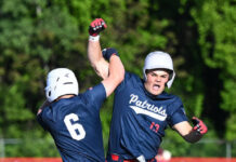 H.S. Baseball: Pittston Area rallies twice to defeat Lower Dauphin
Pittston Areas Jacoby Harnen (13) celebrates with his courtesy runner Aidan Clarke (6) after hitting an RBI double in the sixth inning.
Tony Callaio | For Times Leader