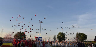 
			
				                                Members of the Pittston Area High School Class of 2026 toss their caps in the air at the conclusion of the commencement ceremony on Friday, June 5.
                                 Liz Baumeister | Sunday Dispatch

			
		