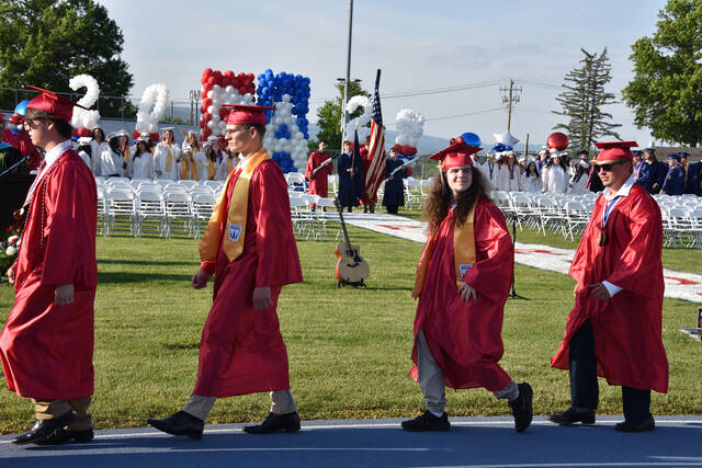 <p>Graduates proceed onto the field on Friday evening, June 5, at Pittston Area High School.</p>
<p>Liz Baumeister | Sunday Dispatch</p>
