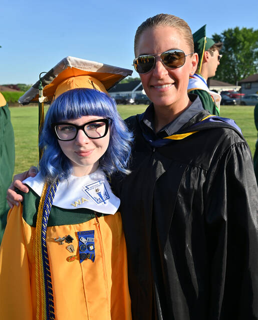<p>Wyoming Area faculty member Carmella Magyar stands with her niece, Delia Malone, prior to the start of the 60th school commencement on Friday.</p>
<p>Tony Callaio | For Times Leader</p>