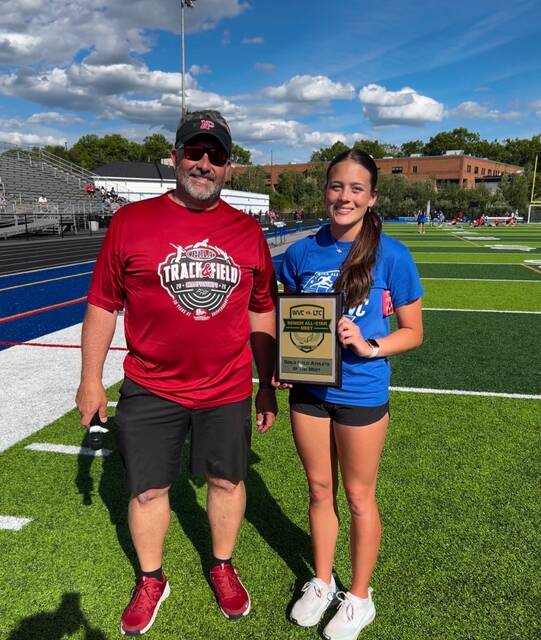 132407098_web1_IMG_1699
Wyoming Areas Taylor Gashi receives the Girls Field Athlete of the Meet award from North Pocono coach Jason Sepkowski.
Submitted Photo