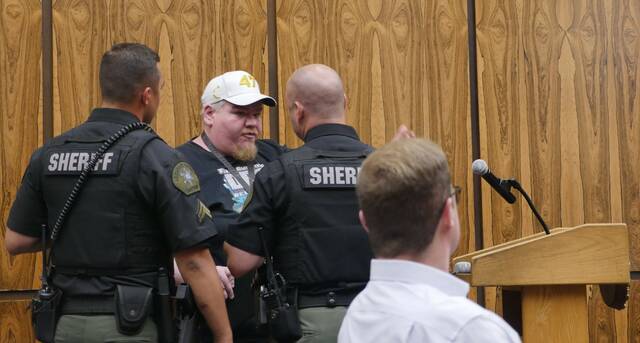 <p>Hanover Twp. resident Cory J. Dunn was removed from Tuesday’s council meeting after he used profanity during his public comment while complaining about a council member looking at a cell phone during the meeting.</p>
<p>Jennifer Learn-Andes | Times Leader</p>