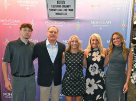 
			
				                                Bree Bednarski, Wyoming, was one of the 10 inductees into the Luzerne County Sports Hall of Fame on Sunday, June 7, at Mohegan Pennsylvania. She is shown with her immediate family, from left: Bret, Joe, Bree, Lyn, and Drew Bednarski. Tony Callaio | For Sunday Dispatch
                                 Tony Callaio | For Sunday Dispatch

			
		