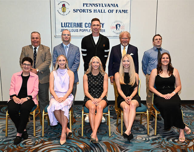 <p>The Luzerne County Sports Hall of Fame inducted 10 new members for the Class of 2026 in a ceremony held at Mohegan Pennsylvania on Sunday, June 7. From left, first row: Addy Malatesta, Allie Barber, Bree Bednarski, Brianna Pizzano, and Karen Krysiewski Day. Second row: Edward J. Keil, Frank Redmond IV, Bob Sura, Eddie White III, and Joseph Kremmerer.</p>
<p>Tony Callaio | For Sunday Dispatch</p>