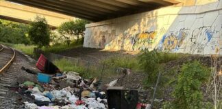
			
				                                A Wilkes-Barre resident provided this recent photograph of debris piling up at a homeless encampment along the rail line in the citys Parsons section.
                                 Submitted photo

			
		