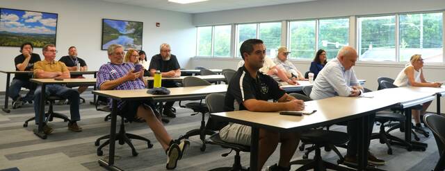 132436280_web1_townhall2
Luzerne County residents and officials attend a Thursday night town hall to discuss county road and bridge projects.
Jennifer Learn-Andes | Times Leader