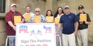 
			
				                                Citizens gather for a photo outside Luzerne Countys Courthouse in Wilkes-Barre on Tuesday before filing signatures as part of an effort to overturn the countys new anti-discrimination ordinance.
                                From left are: Cory J. Dunn, Hanover Township; Tyler Meyers, Sugar Notch; Walter Griffith, Luzerne; Alyssa Fusaro, Luzerne; Denise Jacobs, Kingston; Joe Granteed, Plains Township; and Tom Potsko, Hanover Township.
                                 Jennifer Learn-Andes | Times Leader

			
		