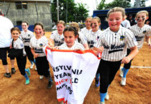 
			
				                                Back Mountain celebrates with the banner after winning Sundays District 31 Little League Minor Softball championship against Greater Pittston Area.
                                 Mark Moran | For Times Leader

			
		