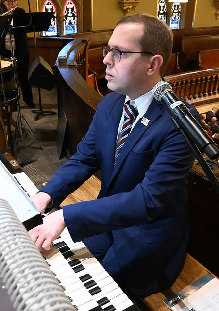<p>Pianist and Independence Day Concert organizer plays along to a patriotic number during the concert.</p>
<p>Tony Callaio | For Sunday Dispatch</p>