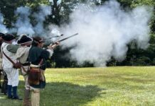 Timely tribute
The 24th Connecticut Militia Regiment fires a volley tribute at the end of the 148th annual commemorative service of the Battle and Massacre of Wyoming on Saturday.
Marcella Kester | For Sunday Dispatch